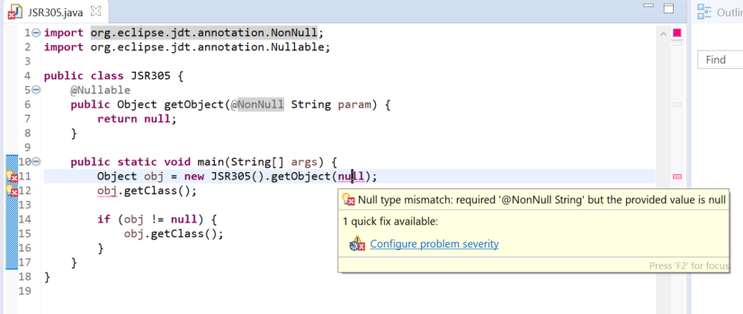 Nullable annotation in Eclipse